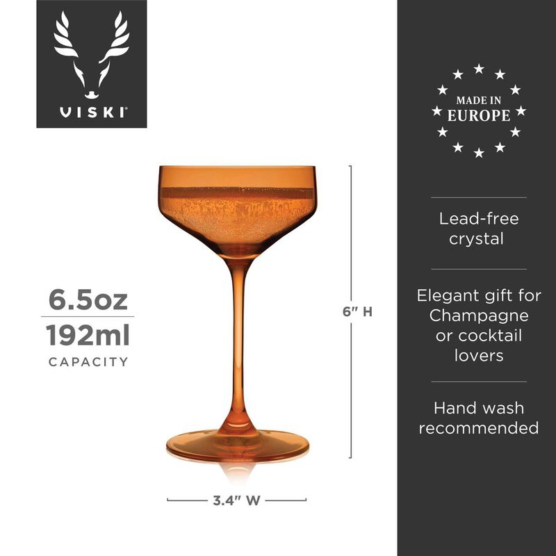 Reserve Nouveau Crystal Coupes In Amber By Viski Set Of 2 image number 1