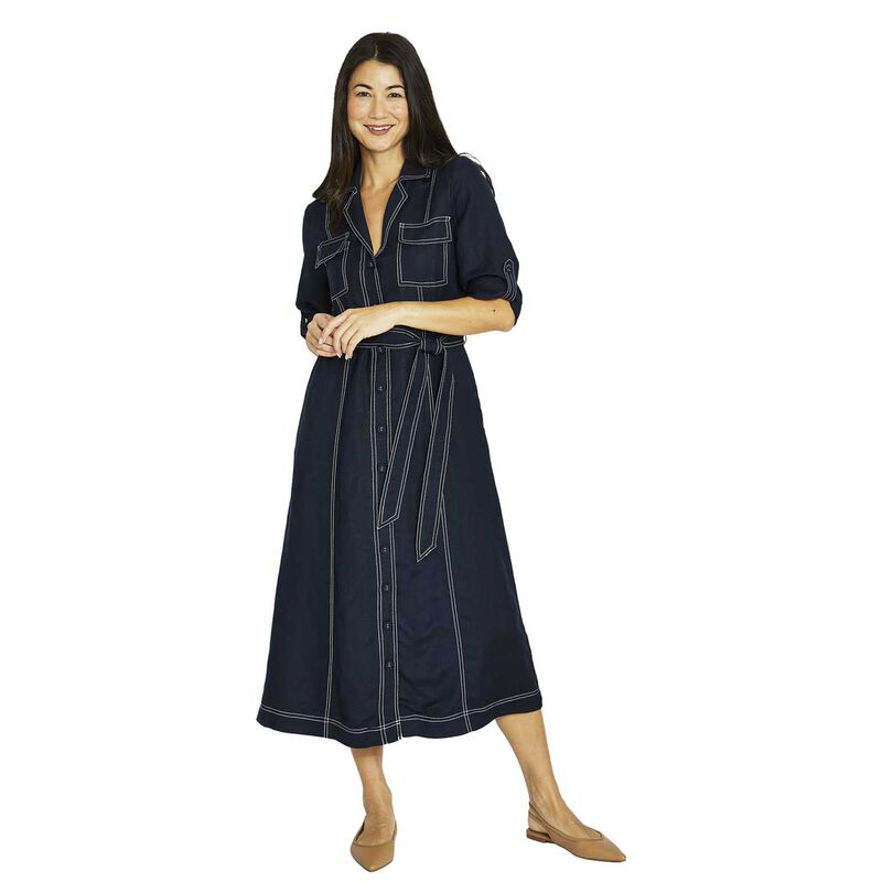 Jump Contrast Stitch Tie Dress image number 2