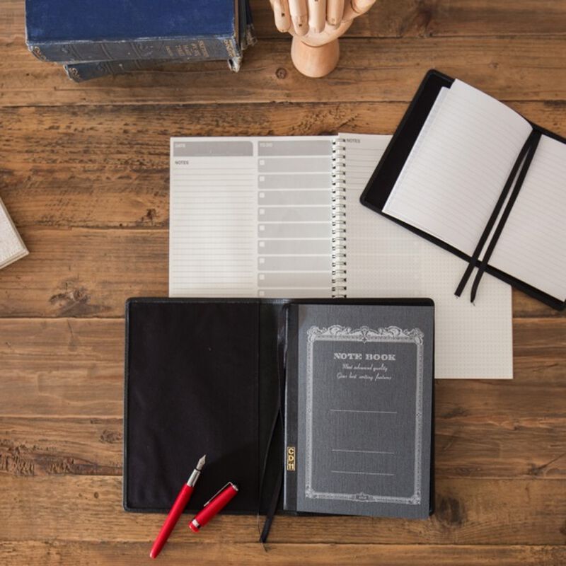 A6 Notebook With Leather Jacket-Black image number 3