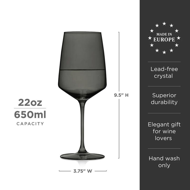 Reserve Nouveau Crystal Wine Glasses In Smoke By Viski Set Of 2 image number 1