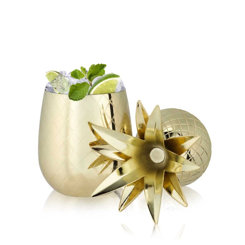Viski Belmont: 16 Oz. Gold Pineapple Tumbler image number 1