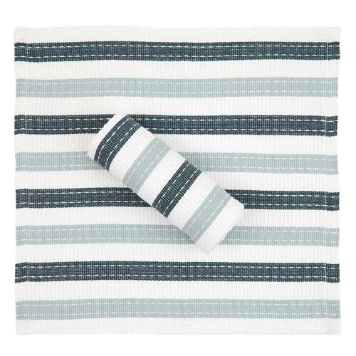 Wallace Cotton WC Stripe Washcloth Set 2