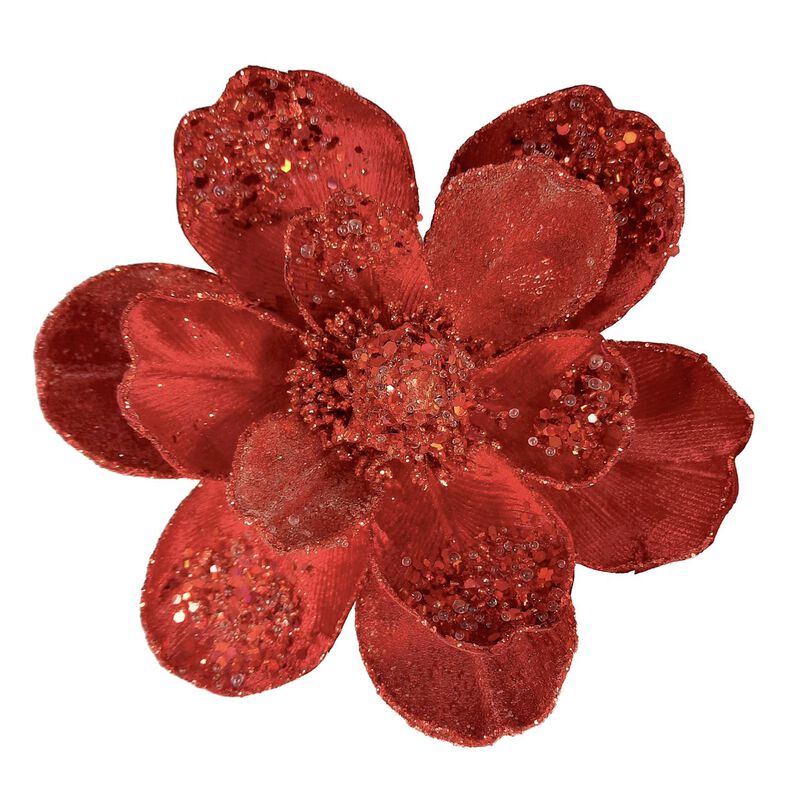 Medium Heirloom Lux Magnolia With Clip Red 18cm image number 0