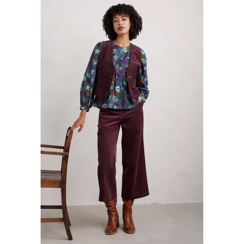 Seasalt Cornwall Thornapple Shirt Woodblock Bloom Dusky Jade image number 3