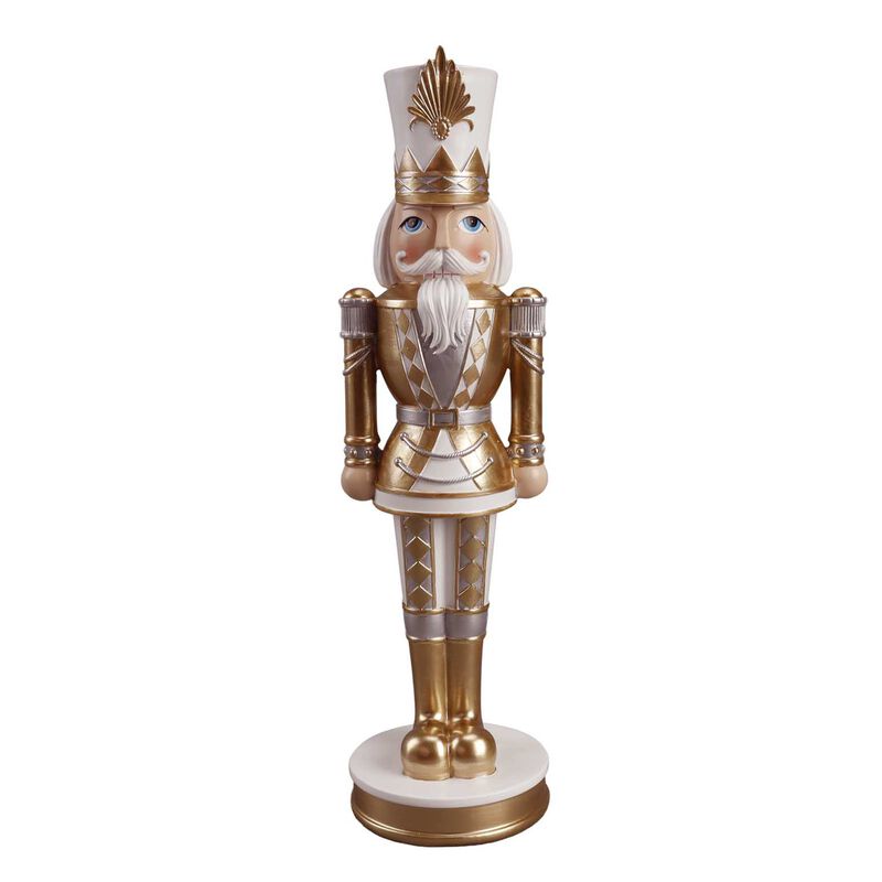 Resin Nutcracker White/Gold Fan Hat 34cm/13Inch image number 0