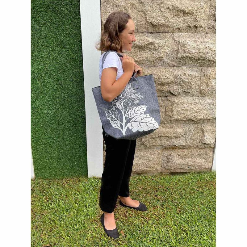 Jo Luping White Rangiora Grey & Yellow Ecofelt Shoulder Tote Bag image number 1
