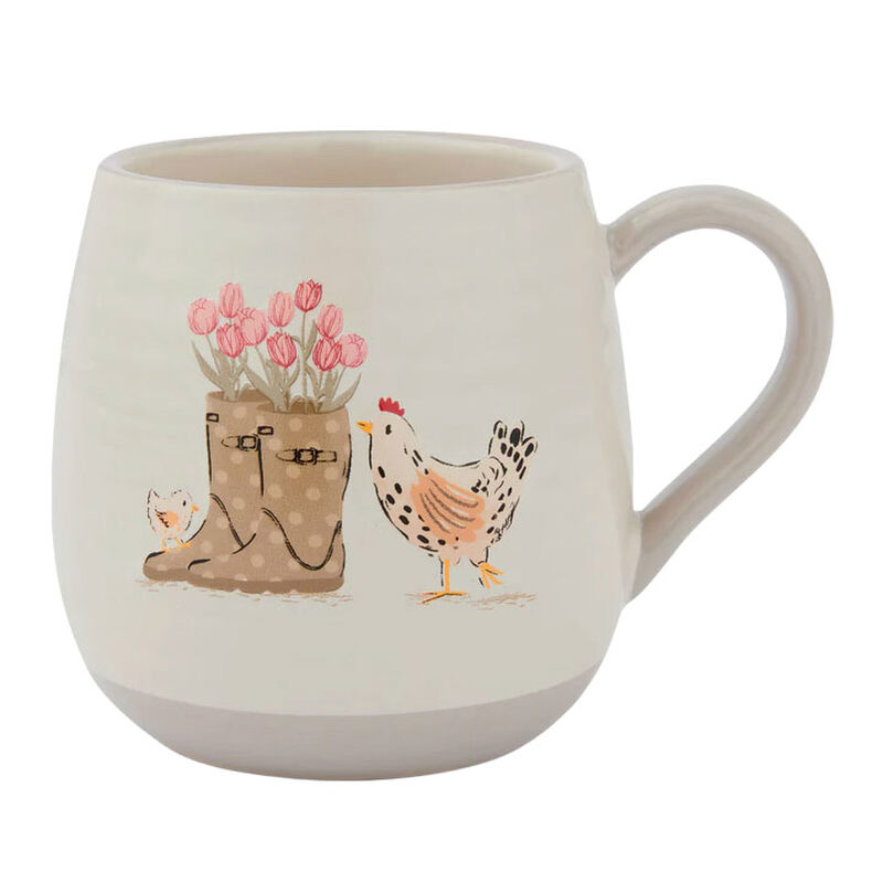Cooksmart Hen House Lane Belly Mug - Wellies & Hens image number 0