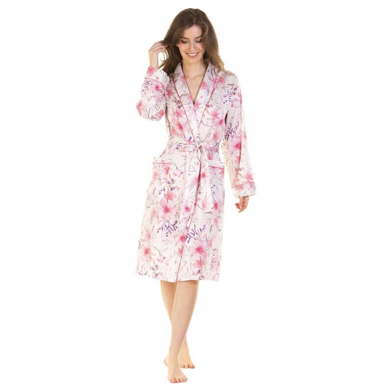 La Marquise Pure Cotton Robe With Contrast Piping & Pockets image number 3