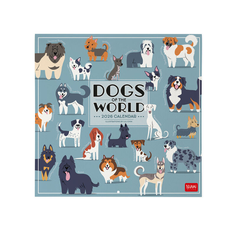 Legami Dogs Of The World 2026 Wall Calendar 30x29cm image number 0