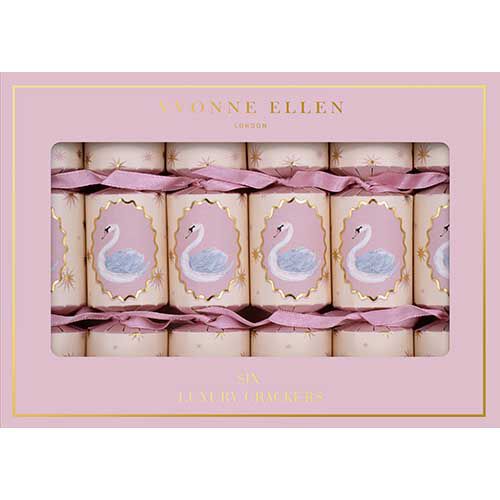 The Paperie Yvonne Ellen Mini Crackers Pink Swan Set of 6