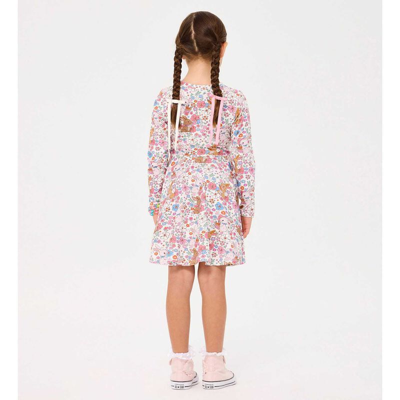Rock Your Baby Ditsy Bunny Long Sleeve Waisted Dress image number 2