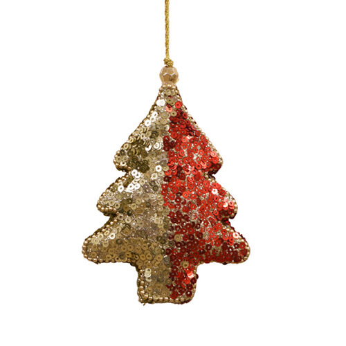 Maytime Majestic Sequined Hanging Christmas Tree Half Red/Half Gold