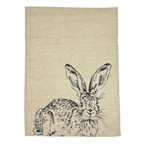 Selbrae House Linen Tea Towel Hare Side Profile