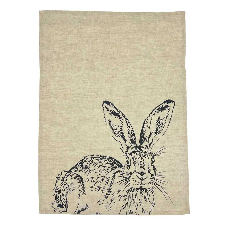 Selbrae House Linen Tea Towel Hare Side Profile image number 0