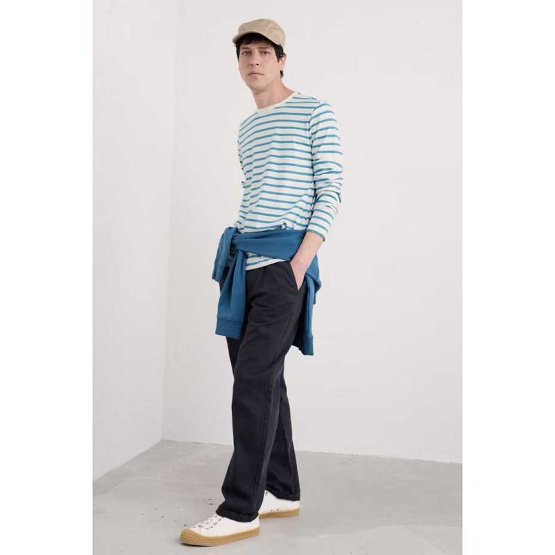 Seasalt Cornwall Mens Sailor Shirt Breton Chalk Zennor image number 3