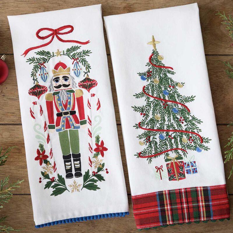 DII Tts Trim The Tree Embellished Dishtowels image number 1