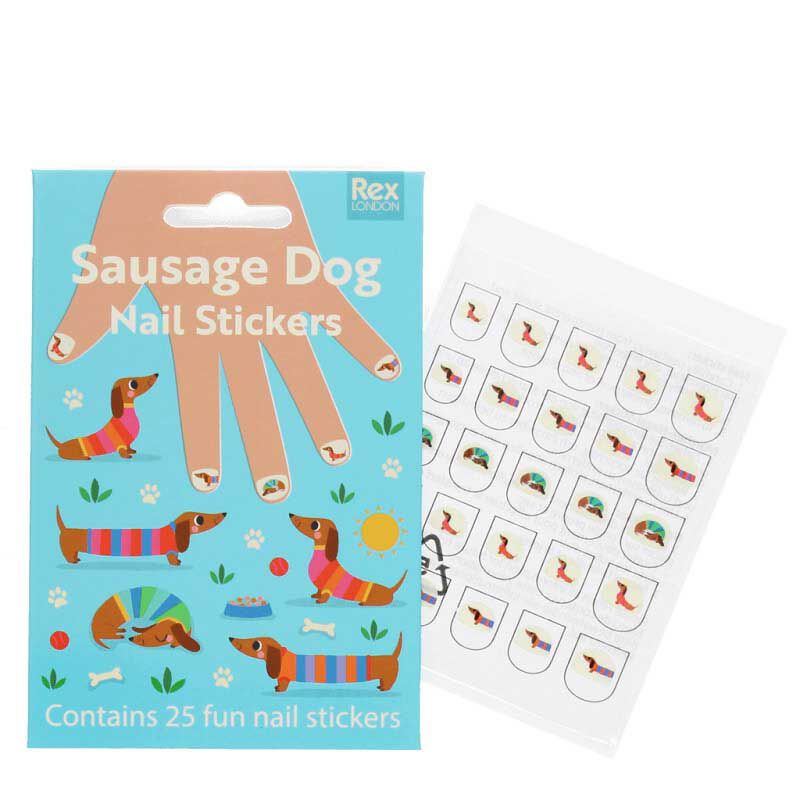 Rex London Children's Nail Stickers - Sunny Sausage Dog image number 1