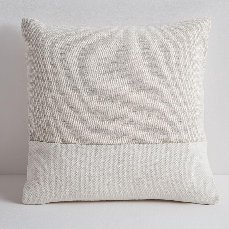 West Elm Pieced Cotton Canvas Cushion Cover 61cm Stone White image number 0