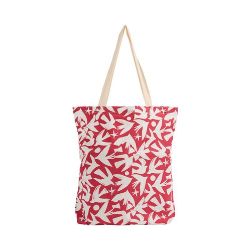Seasalt Cornwall Foldaway Canvas Shopper Paper Birds Carmine