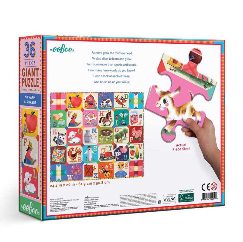 Eeboo  36Pc Giant Puzzle My Farm Alphabet image number 2