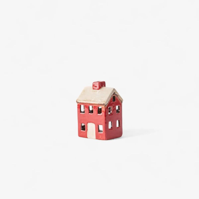 French Country Alsace Petite Tea Light Chalet Red Cream image number 1