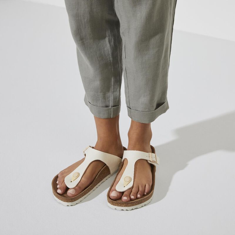 Birkenstock Gizeh Canvas Vegan Eggshell Regular Width Sandal image number 3