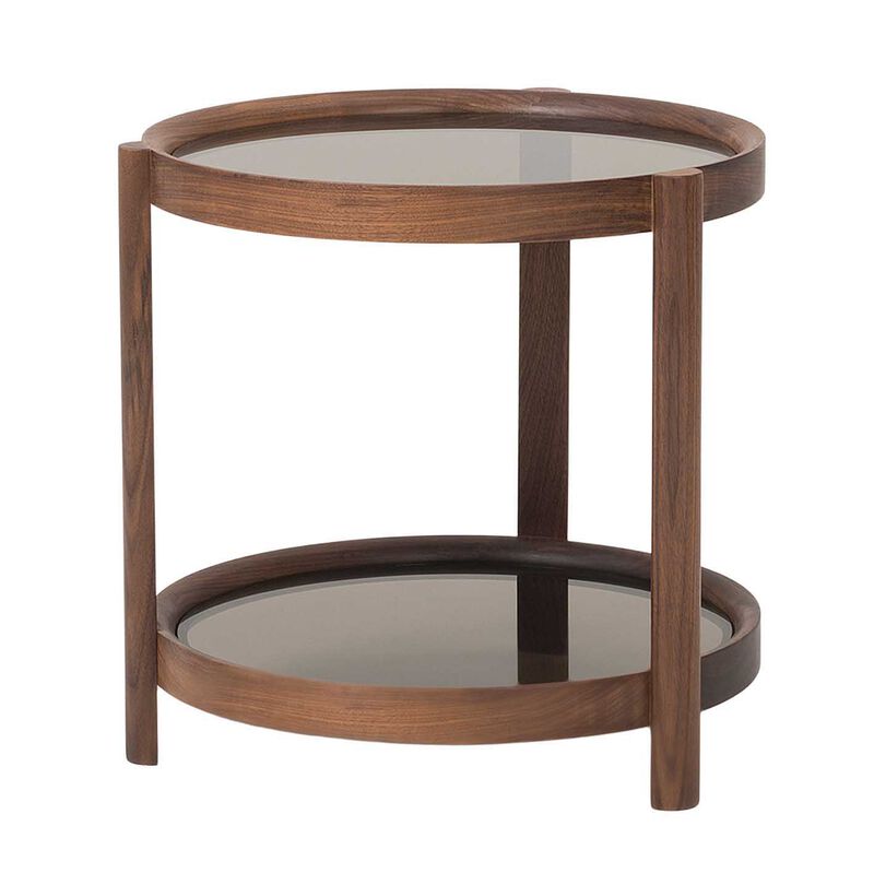 Citt&agrave; Column Side Table Walnut Plywood 45cmdia x 45cmh image number 0