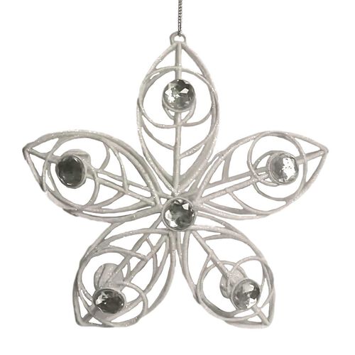Metal White/Silver Snowflake Ornament 5 Inch