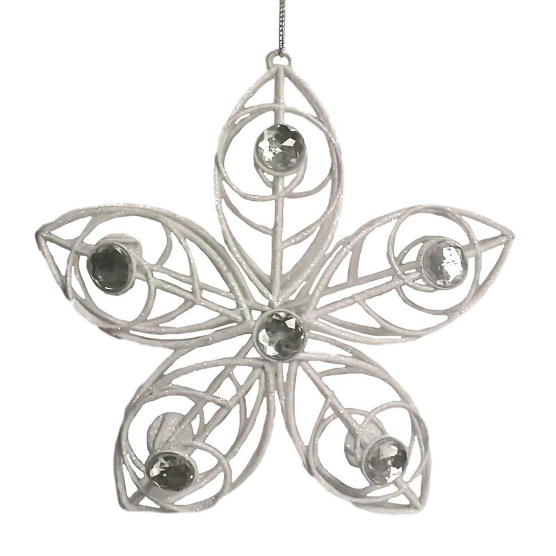 Metal White/Silver Snowflake Ornament 5 Inch image number 0