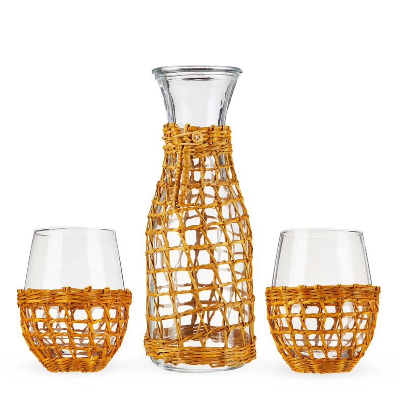 Island Carafe & Stemless Wine Glass Set By Twine Living® image number 0