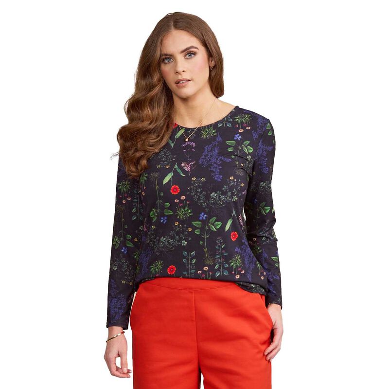 Vassalli Long Sleeve Round Neck Printed Knit Top image number 0