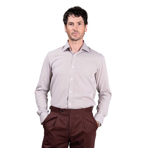 Rembrandt London Brown Pencil Stripe Shirt