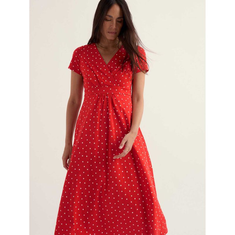 Seasalt Cornwall Chapelle Dress Little Sponge Spot Tomato image number 3