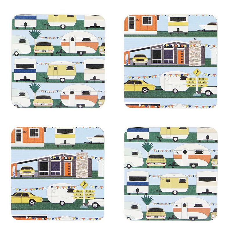 Ian Blackwell Pattern Coasters Holiday Set On Black Stand image number 0
