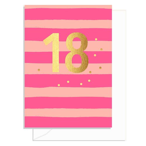 Elm Paper 18th Stripe Neon Pink Card