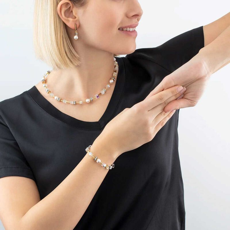 Coeur de Lion GeoCUBE® Iconic Pearl Mix Gold-White Bracelet image number 1