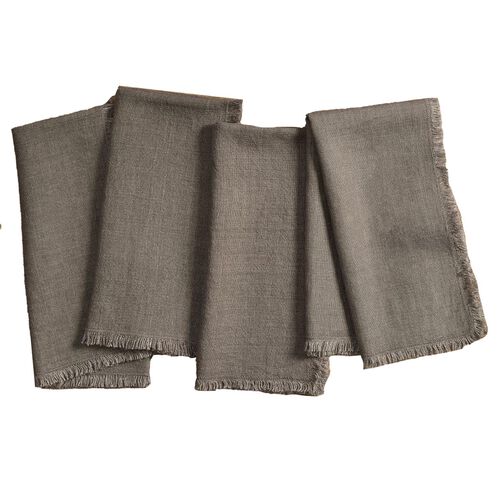 Pottery Barn Frayed Oversized Linen Napkins Set of 4
