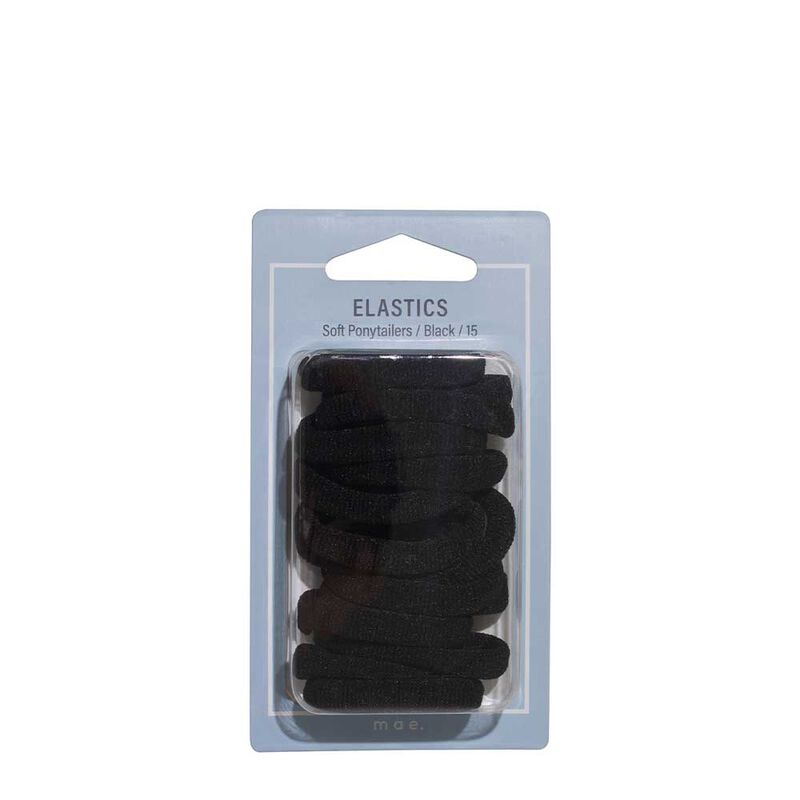 Mae Elastic Soft Ponytailers Black (15) image number 0