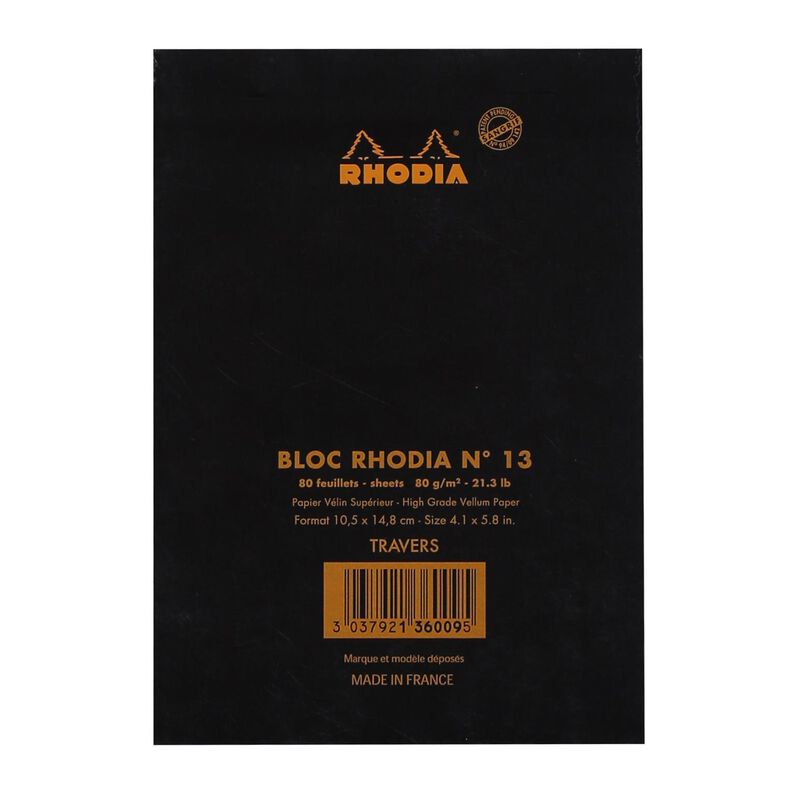 Rhodia Bloc Pad No. 13 A6 Lined Black image number 1