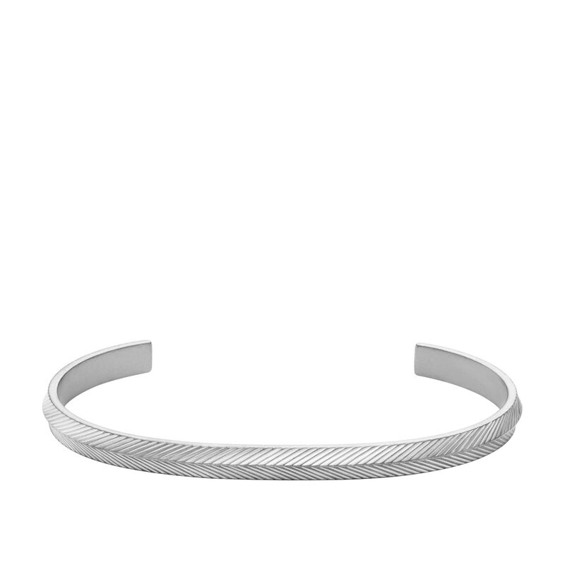 Fossil Harlow Linear Texture Stainless Steel Cuff Bracelet image number 0