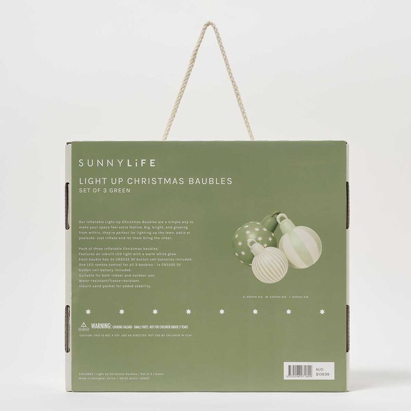 SUNNYLiFE Light Up Christmas Baubles Green Set of 3 image number 2