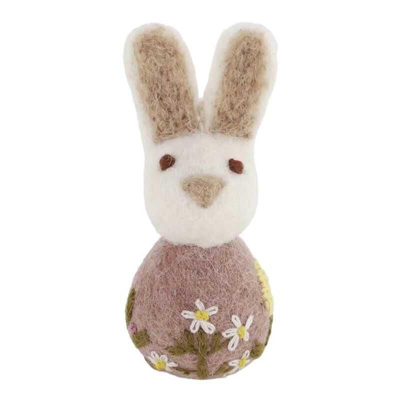 Gry & Sif Small Bunny with Flower Embroidery - Lavender image number 0