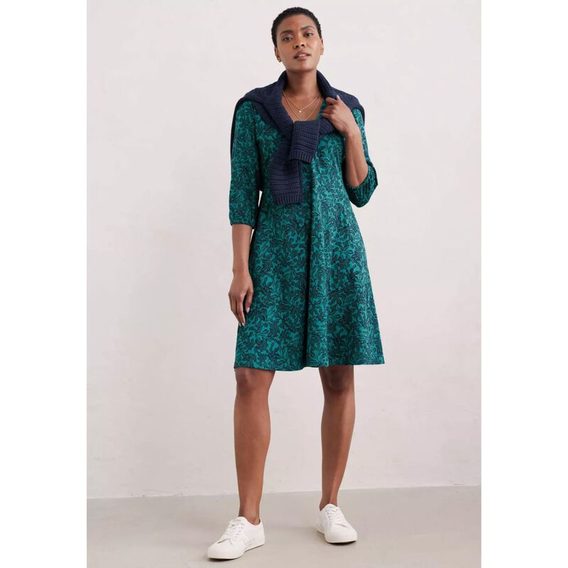 Seasalt Cornwall Chapelle Dress Fig Tree Lino Rockpool image number 3