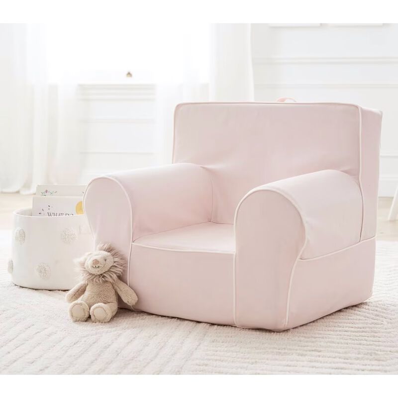 Pottery Barn Kids Anywhere Chair & Slip Cover Blush With White Piping image number 1