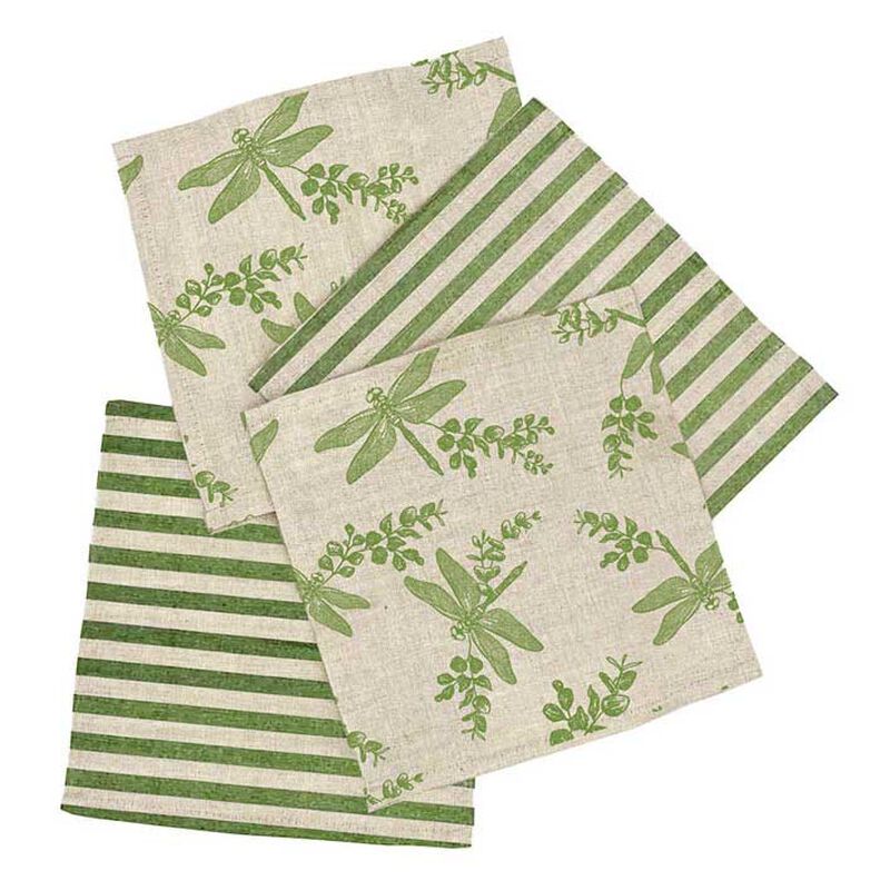 Selbrae House 4 Linen Cocktail Napkins - Dragonfly image number 0
