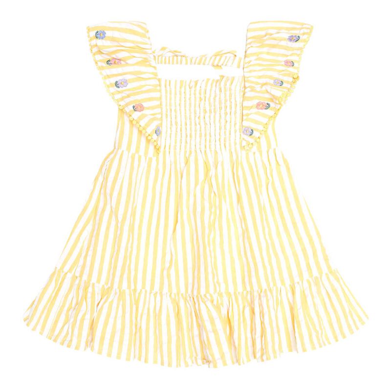 Huxbaby Flower Field Stripe Shirred Dress 6M-2Y image number 0