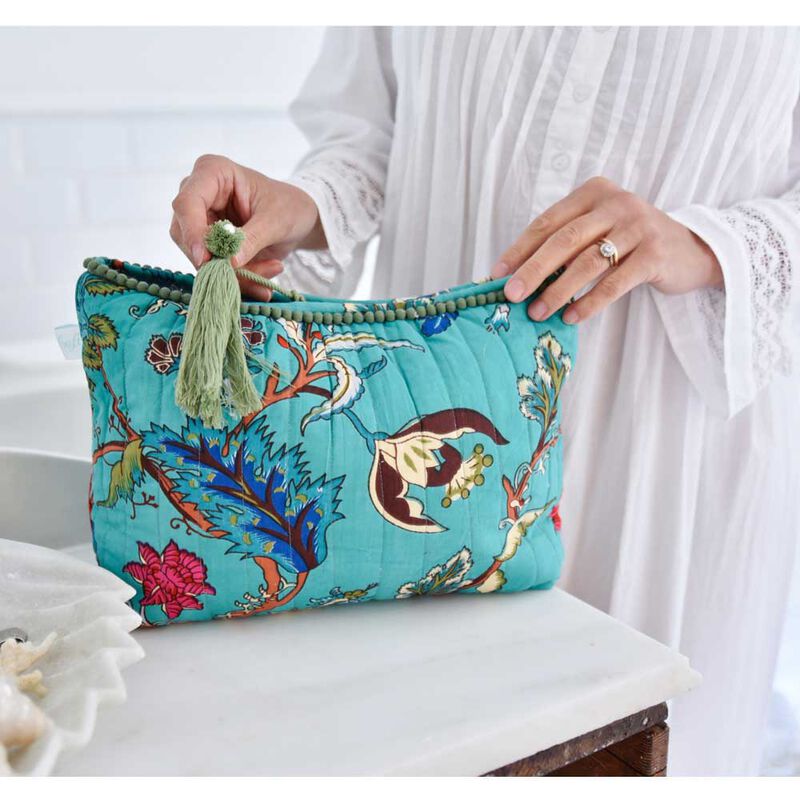 Powell Craft Lined Wash Bag Teal Exotic Bird image number 1