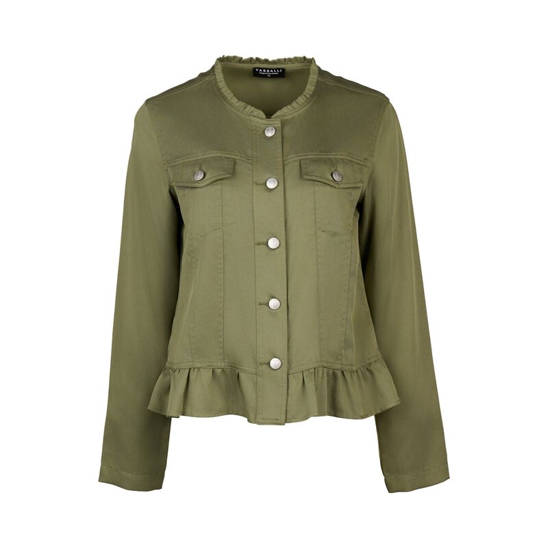 Vassalli Button Up Jacket With Frill Hem image number 13