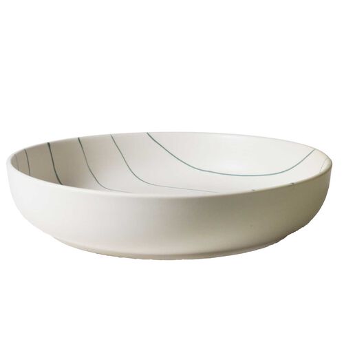 Robert Gordon Salad Bowl 28cm - Coastal Junction Cream With Green Stripe