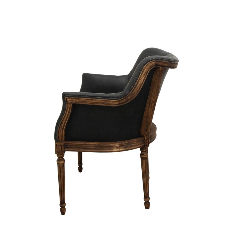 French Country Boston Black Leather Chair image number 2